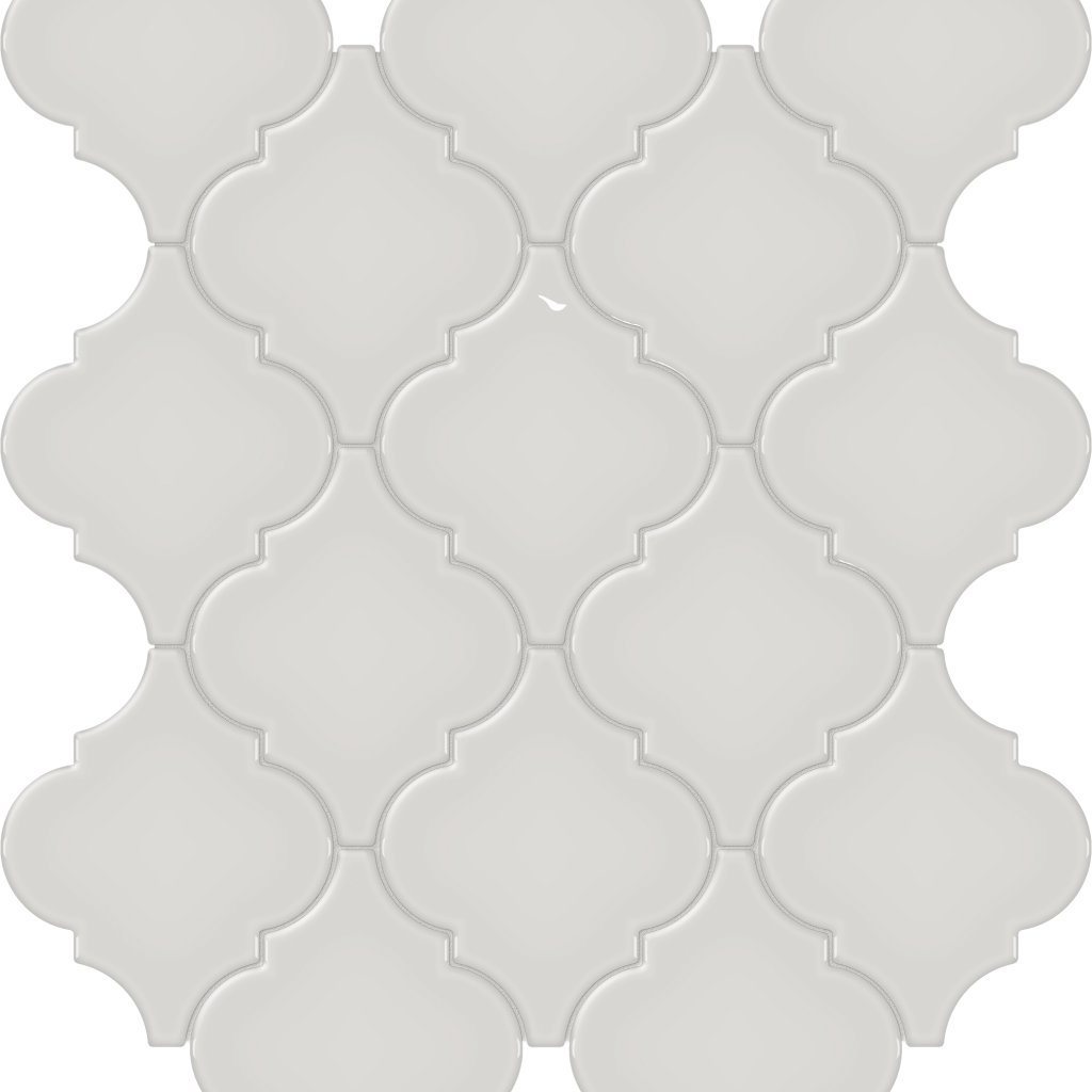 Qualis Ceramica Traditions Warm Grey Arabesque Glossy Mosaic - Warm Grey