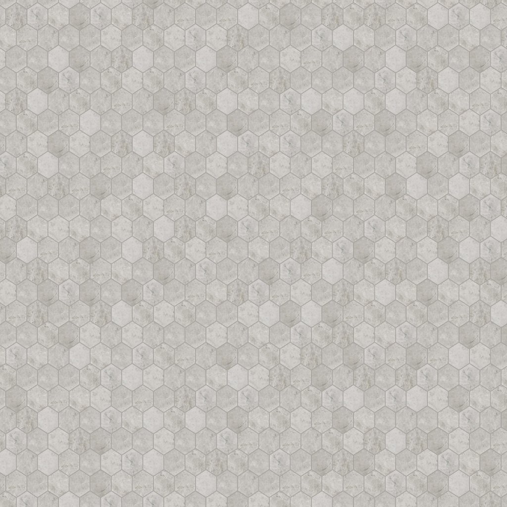 Marble Systems Silver Clouds Polished Hexagon 2 Marble Mosaic 10 3/8x12 - Silver Clouds