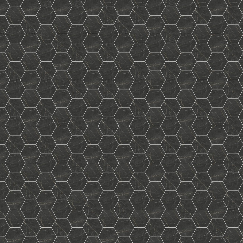 Daltile Perpetuo Infinite Black, Hexagon, 8, Matte - Infinite Black