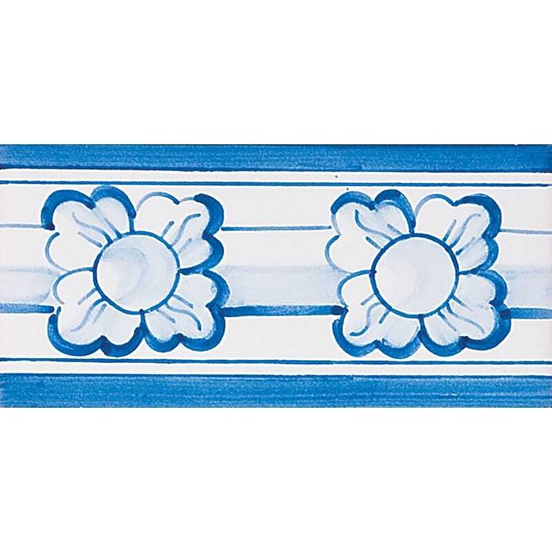 Marble Systems 412 Border Blue Glazed Ceramic Border Tiles 2 3/4x5 1/2 - 412 Border Blue