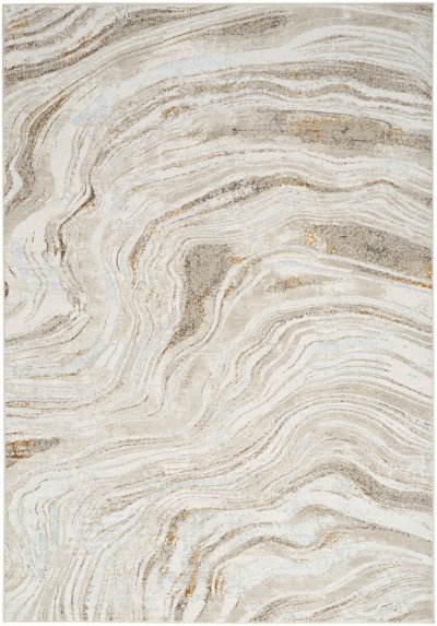 Nourison Home Nourison Glitz GLZ22 2'3" x 7'6" Grey Gold Modern Indoor Rug - 5'3" x 7'3"
