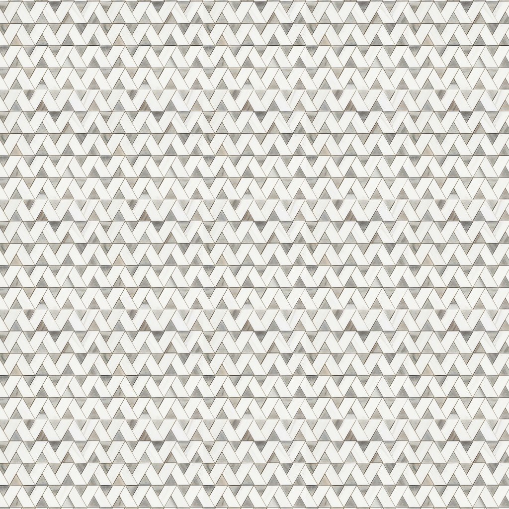 Marble Systems Skyline, Snow White Honed Monte Marble Mosaic 12 3/8x12 3/8 - Skyline, Snow White