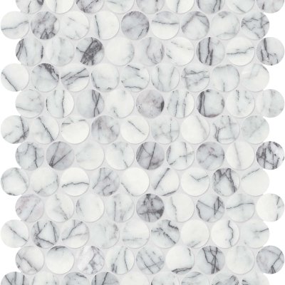Qualis Ceramica Lilac Volta 1.25 Penny Round Mosaic - 10"x14"