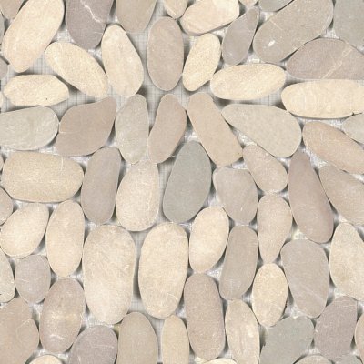 Qualis Ceramica Riviera Tileworks Chelsea Beige XL Sliced Matt Pebble Interlocking Mosaic - 12" x 12"