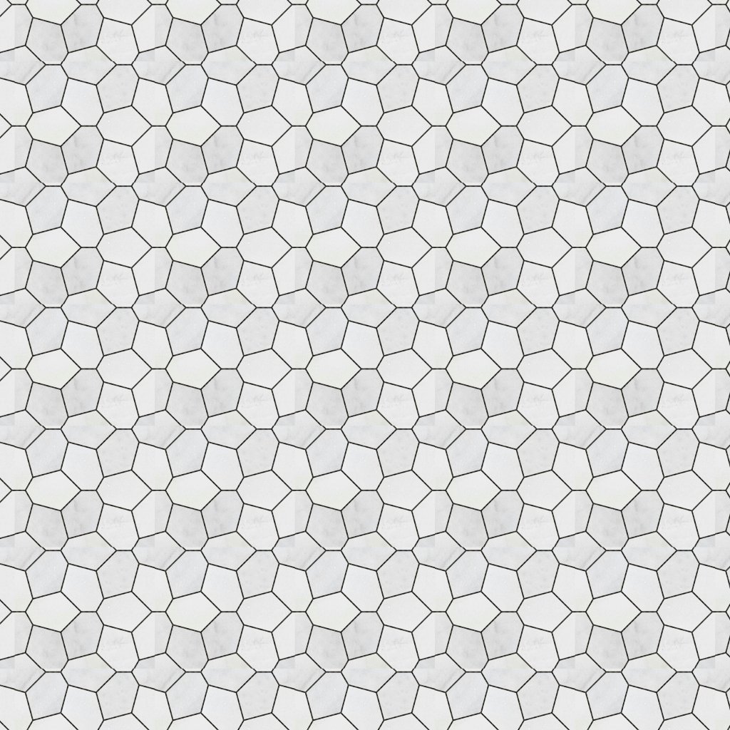 Qualis Ceramica Chelsea Collection Irregular Hexagon White Grey Marble