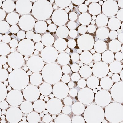 Qualis Ceramica Riviera Tileworks Chelsea White Reconstituted Round Interlocking Mosaic - 12" x 12"