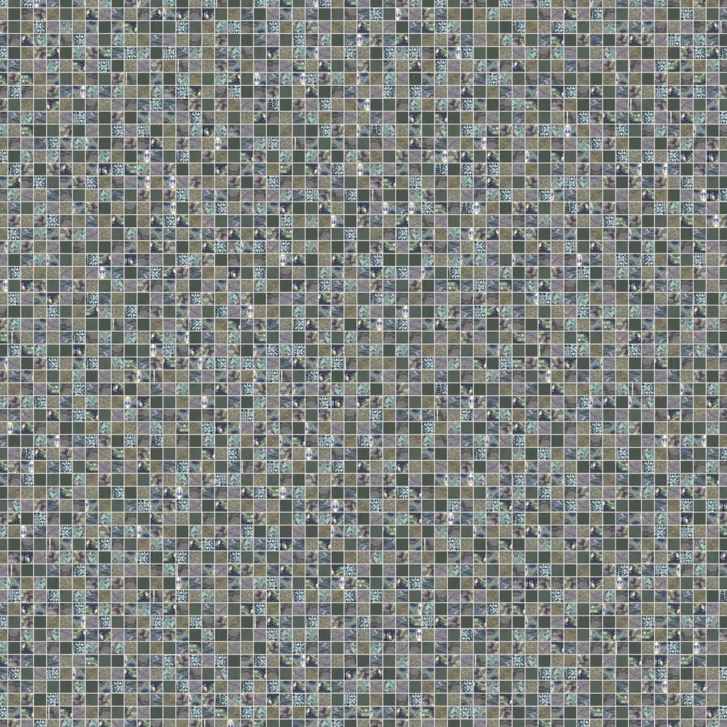 Qualis Ceramica Riviera Tileworks Chelsea Grey/Green/Beige Mix Stone Glass 1"x1" Mosaic