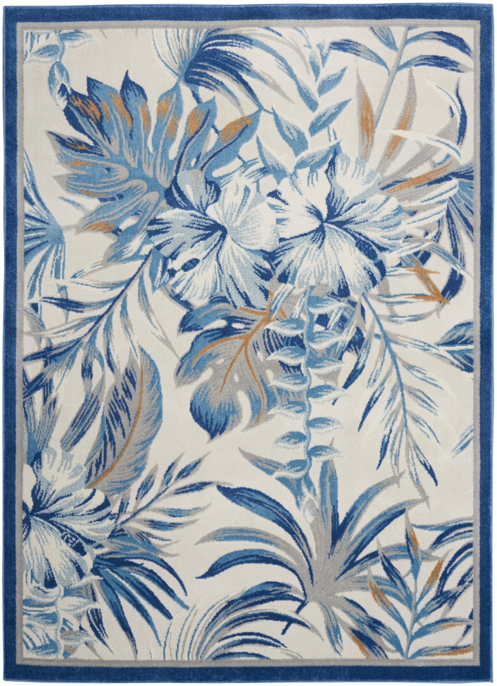 Nourison Home Nourison Pompeii PMP02 5'3" x 7'3" Ivory Blue Tropical Indoor Rug