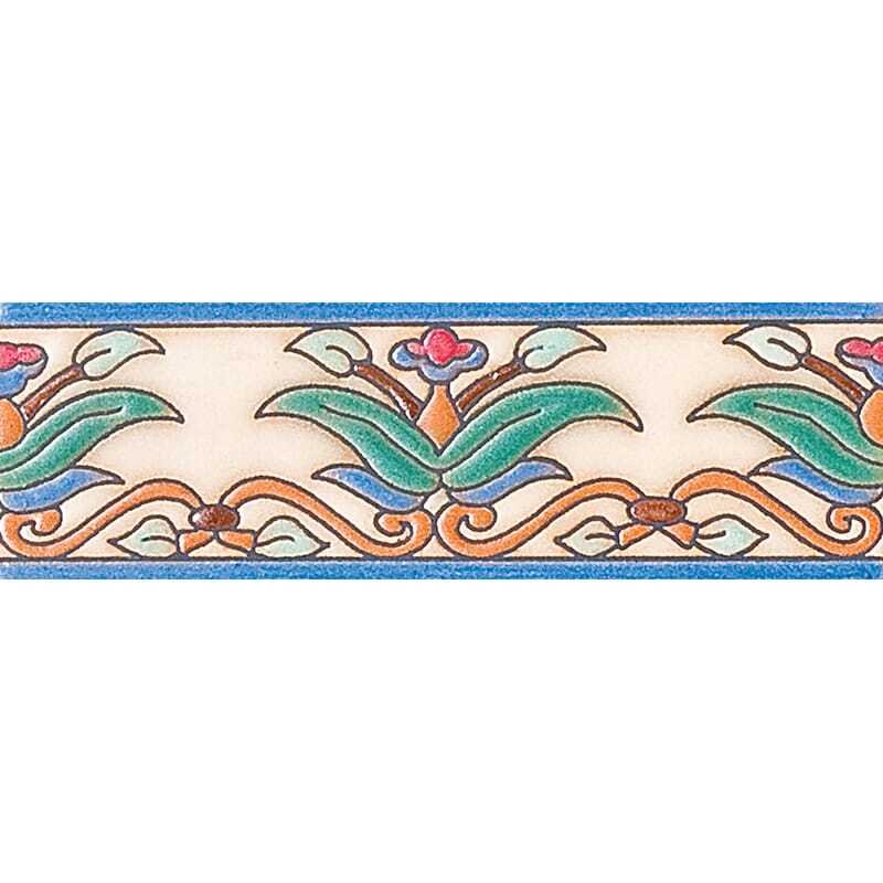 Marble Systems 274 Glazed Dragon Leaf Ceramic Border Tiles 2x6 - 274