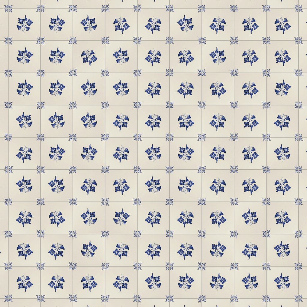 Marble Systems 238b Garden Flowers Blue Glazed Ceramic Tile 6x6 - 238b Garden Flowers Blue