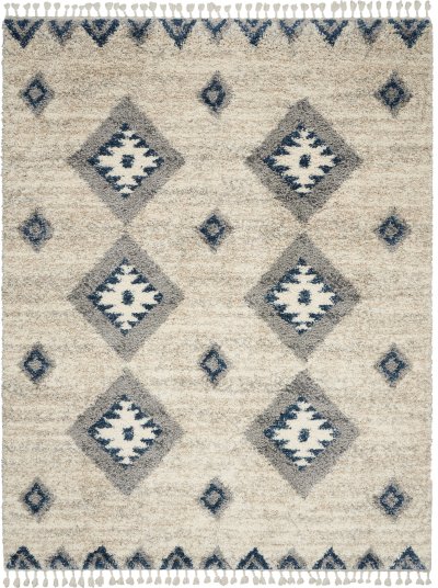 Nourison Home Nourison Oslo Shag OSL03 4' x 6' Ivory/Blue Shag Indoor Rug - 7'10" x 10'6"