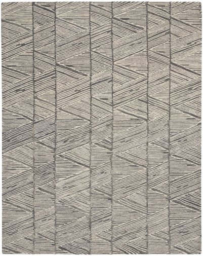 Nourison Home Nourison Vail VAI01 2'3" x 7'6" Grey White Modern Indoor Rug - 7'9" x 9'9"