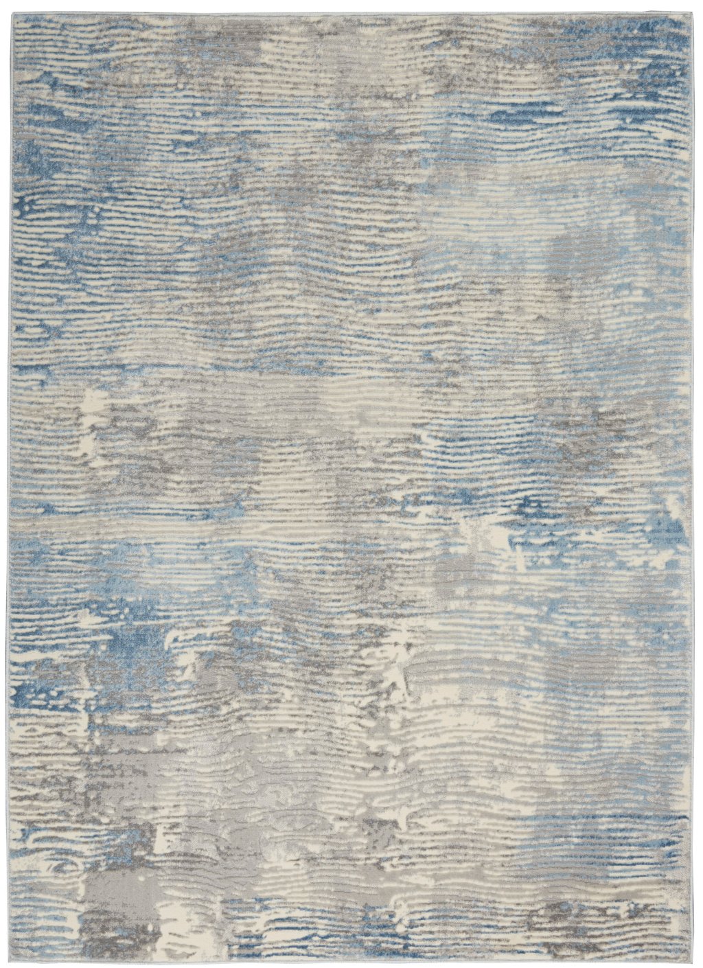 Nourison Home Nourison Solace SLA01 5'3" x 7'3" Ivory Grey Blue Modern Indoor Rug