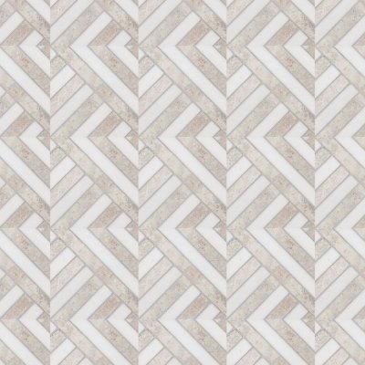 Marble Systems Silver Shadow, Snow White Honed Ponte Marble Mosaic 14 5/16x14 5/16 - Silver Shadow, Snow White - 14 5/16" x 14 5/16" x 3/8"