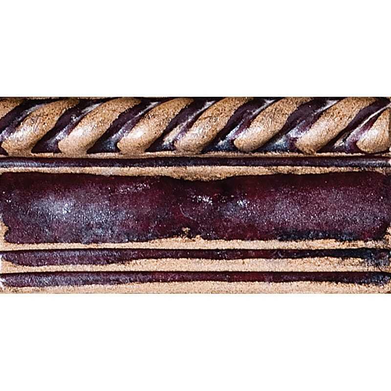 Marble Systems Wash Stk Gry Burnt Rd Glazed Rope Crown Ceramic Moldings 3 1/4x6 - Wash Stk Gry Burnt Rd