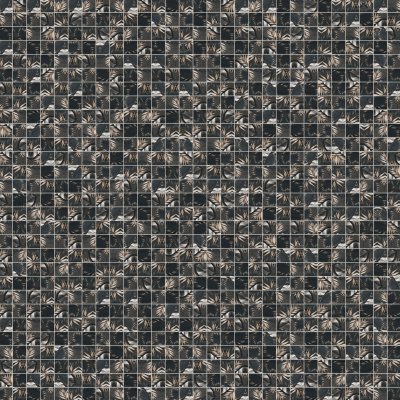 Qualis Ceramica Chelsea Collection 4"x4" Floral Palm Brown Beige Mosaic - 12" x 12"