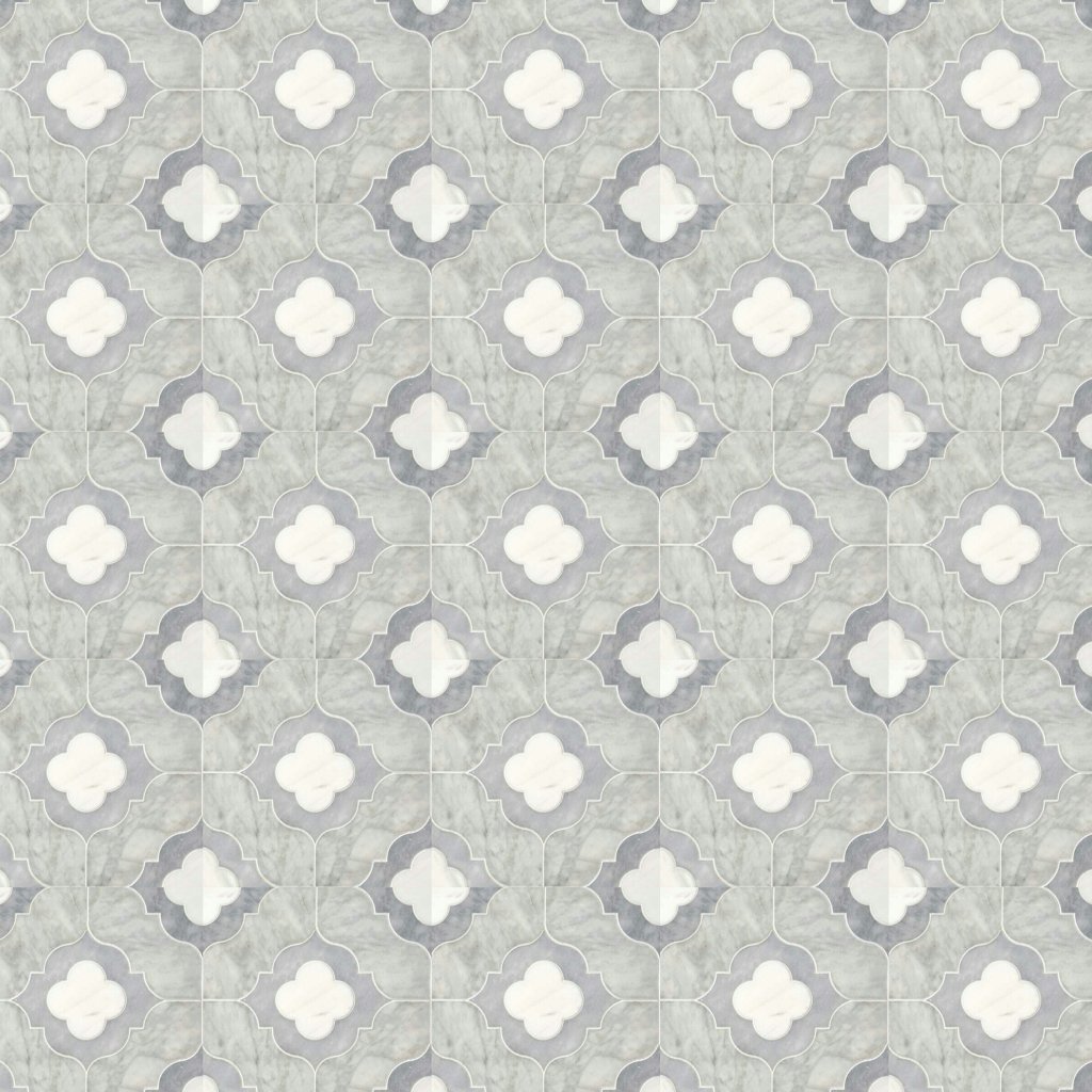 Marble Systems Afyon Grey, Avenza Light, Dolomite Multi Finish Irene Marble Mosaic 12x12 - Afyon Grey, Avenza Light, Dolomite