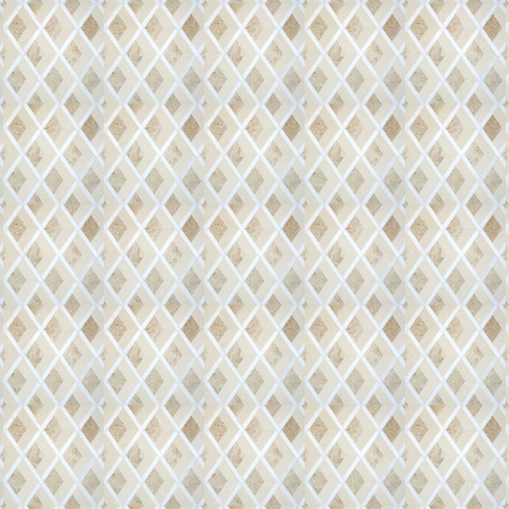 Marble Systems Champagne, Diana Royal, Dolomite Multi Finish Hippodrome Marble Mosaic 10 11/16x11 5/16 - Champagne, Diana Royal, Dolomite