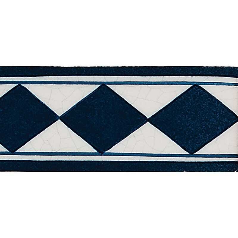 Marble Systems Diamond Blue Glazed Ceramic Border Tiles 2 1/2x5 - Diamond Blue