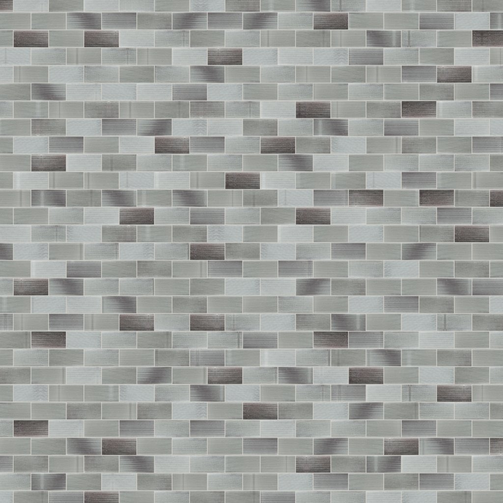 Qualis Ceramica Riviera Tileworks Chelsea 2"x4" Linear Light Grey Glass Brick Pattern Mosaic