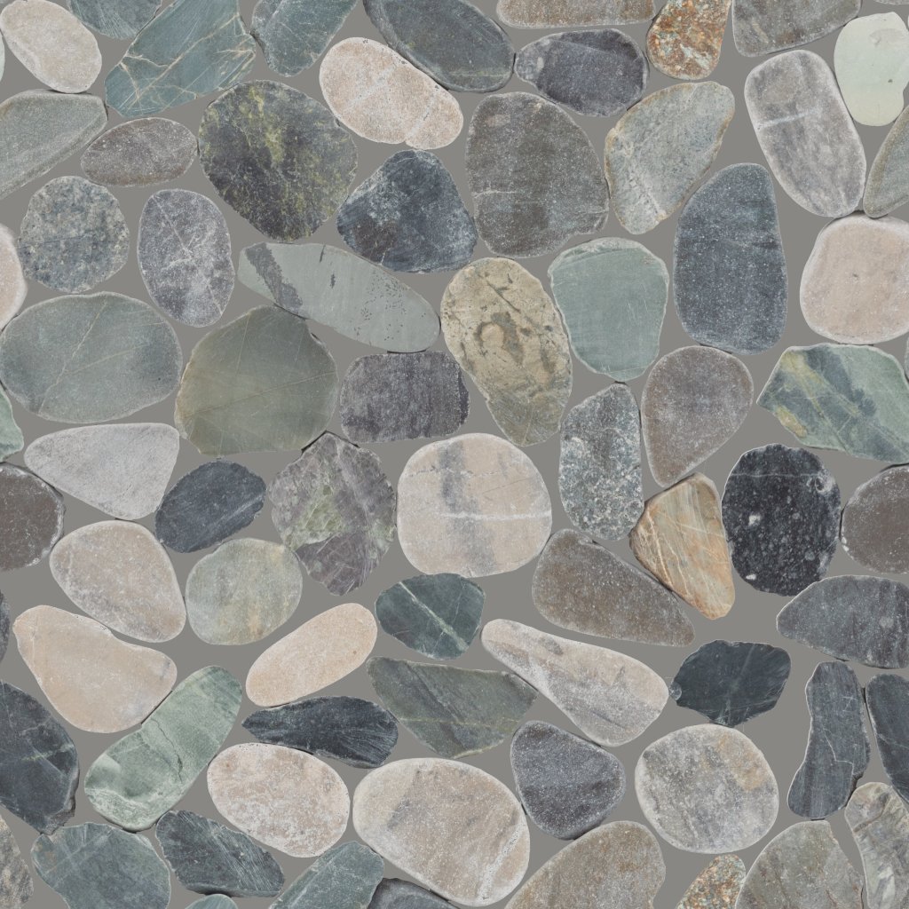 Daltile Pebble Oasis Coastal, Flat Pebble, Tumbled - Coastal