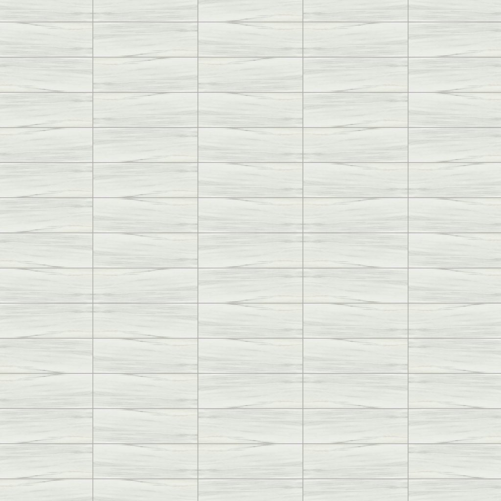 Marble Systems Carrara Zebrino Polished Subway Marble Look Porcelain Tile 4x12 - Carrara Zebrino