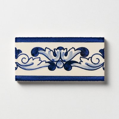 Marble Systems 375 Border Blue Glazed Ceramic Border Tiles 3x6 - 375 Border Blue - 3" x 6" x 3/8"