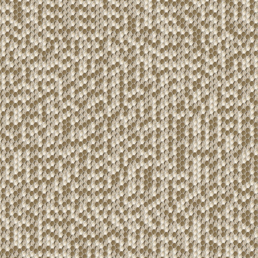 Qualis Ceramica Riviera Tileworks Chelsea Medium hexagon gold aluminum mosaic
