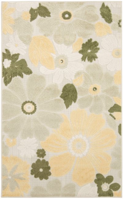Nourison Home Nourison Aloha ALH42 5'3" x 7'5" Ivory Green Modern Rug - 2'8" x 4'