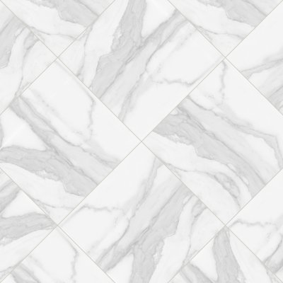 Qualis Ceramica Plata 24x24 Statuario Brina Polished - Herringbone