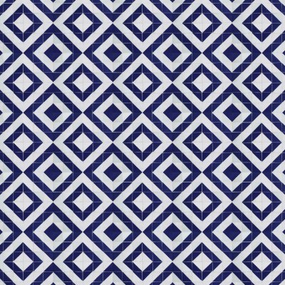 Marble Systems White, Blue Glossy Atten Zellige Mosaic 12x12 - White, Blue - 12" x 12" x 1/2"