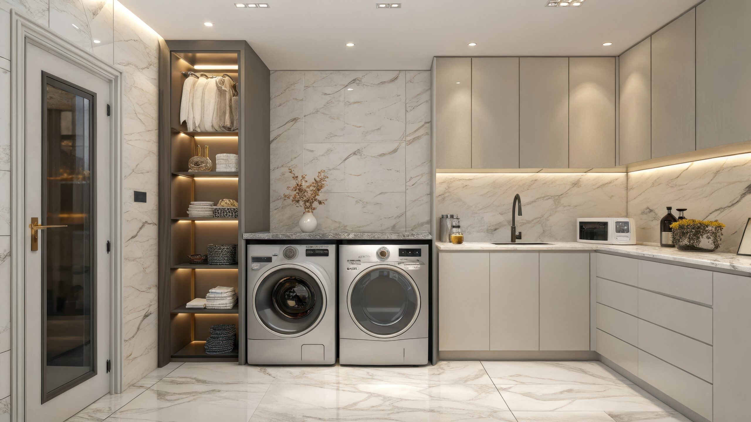 Modern Tile Laundry Room
